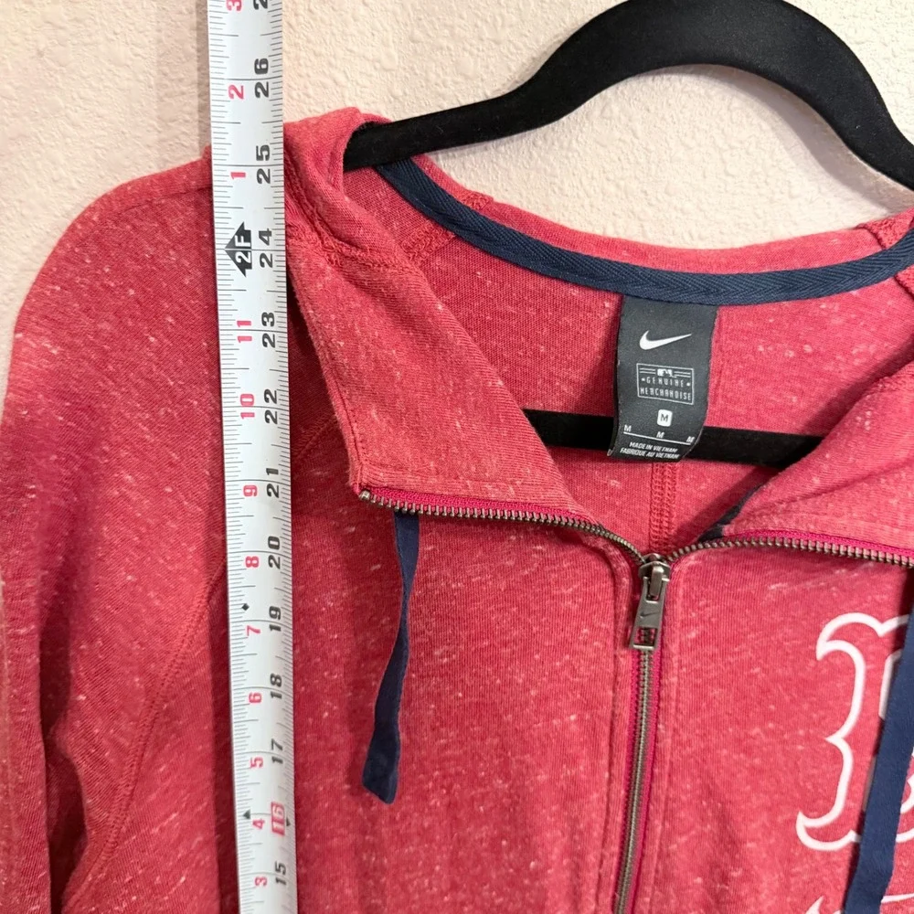 Nike MLB Boston Red Sox Full Zip Hoodie Red Heathered Graphic Sweatshirt Mens M